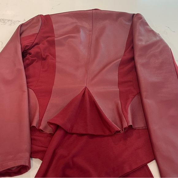 Bagatelle Genuine Leather Mixed Media Open Jacket Cardigan Women Size L EUC - Picture 7 of 10